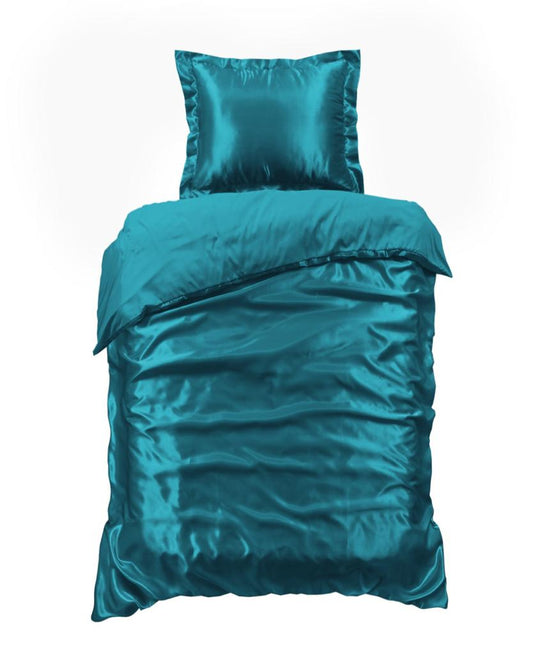 Satijn Overtrek - Turqoise (1 pers)